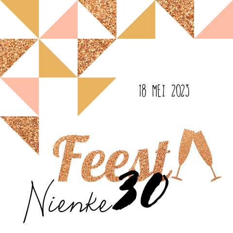 30 jaar uitnodiging met bronzen glitter en driehoeken
