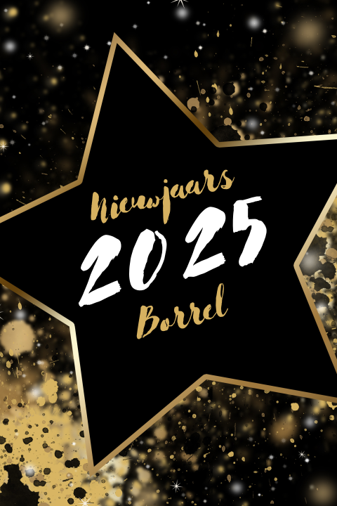 Nieuwjaarsborrel uitnodiging met een goudkleurige ster