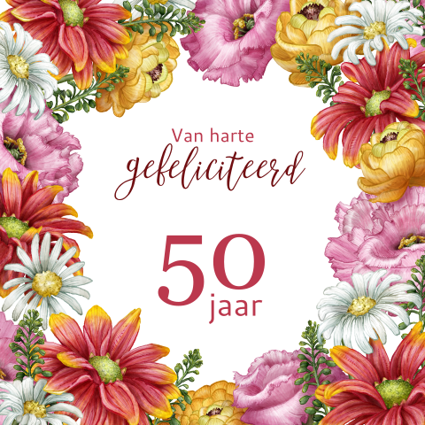 Verjaardagskaart vrolijke gekleurde bloemen