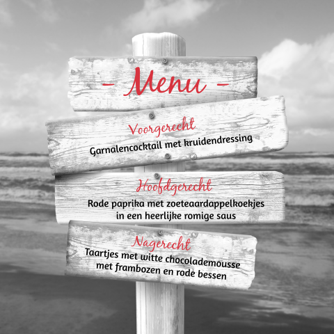 Zwart wit menukaart met wegwijzer