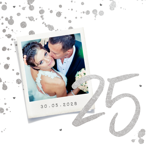 Uitnodiging huwelijksjubileum met 25 jaar in glitter