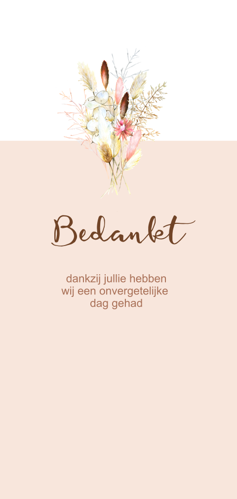 Bedankkaart trouwen met droogbloemen