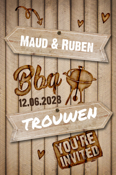 Trouwkaart voor een ceremonie in de tuin