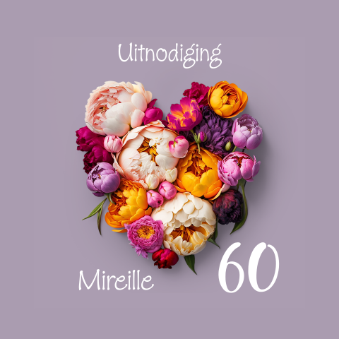 Uitnodiging 60 hart van bloemen