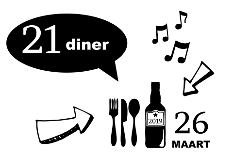 Zwart Wit uitnodiging voor 21 diner
