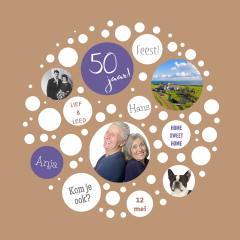 Uitnodiging 50 jaar getrouwd met rond fotokader