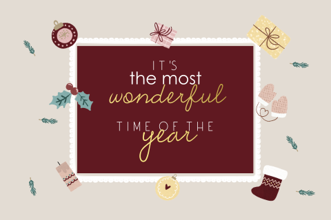 Kerstkaart kerstitems en foliedruk