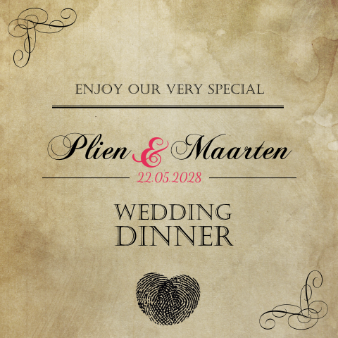 Menukaart met fingerprint hartje