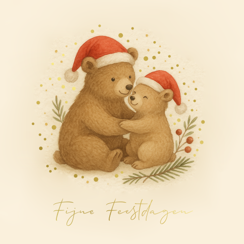 Aquarel kerstkaart met schattige kerst beertjes