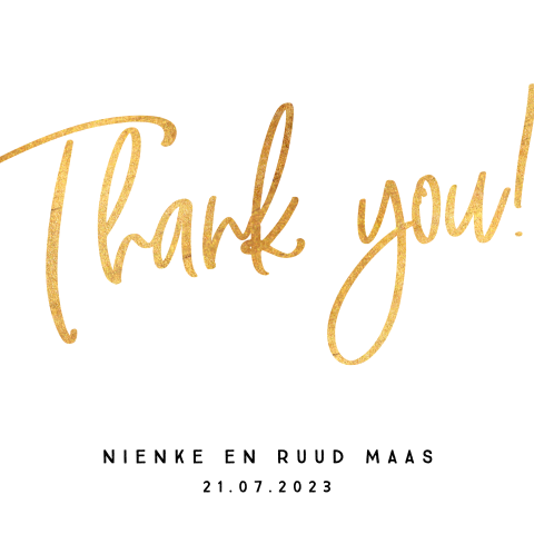 Bedankkaart trouwen clean met sierlijke letters