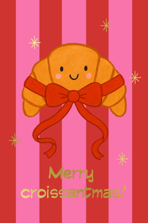 Unieke kerstkaart met croissant
