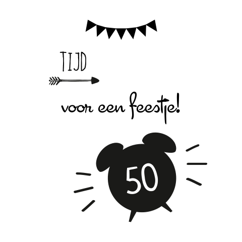 Zwart-wit verjaardagsuitnodiging 50 jaar