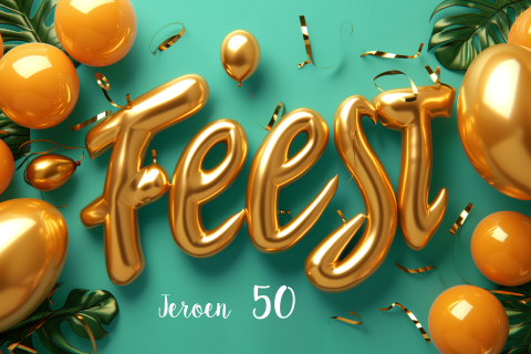 Uitnodiging verjaardag 50 FEEST goud