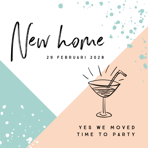 Uitnodiging housewarming met vlakken en cocktail