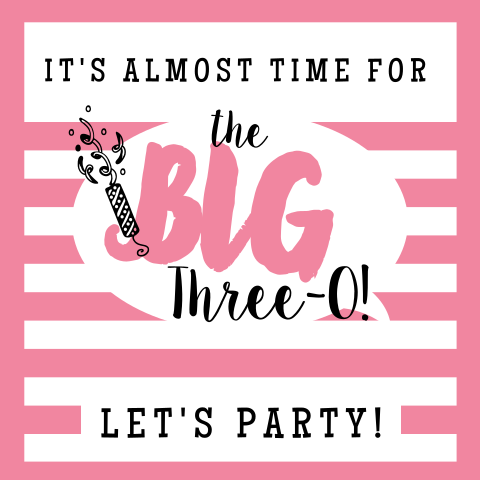 Feestelijke roze uitnodiging voor je 30e verjaardag!