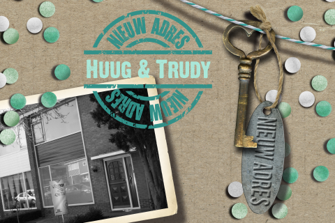 Verhuisbericht en uitnodiging housewarming met confetti