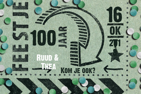 Stoere samen 100 kaart met stempels en pijlen