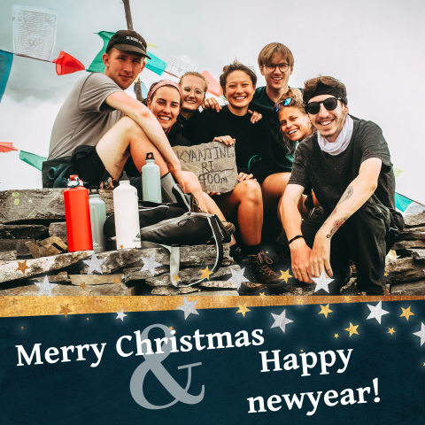 Kerstkaart met foto en sterren kader