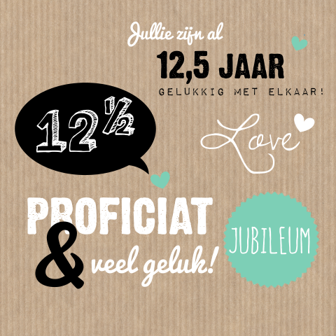 Felicitatiekaart huwelijksjubileum met kraftpapier