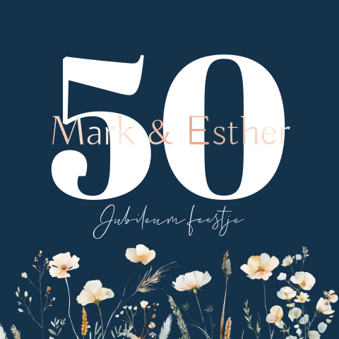 50 Jaar Jubileum Uitnodiging - bloemen