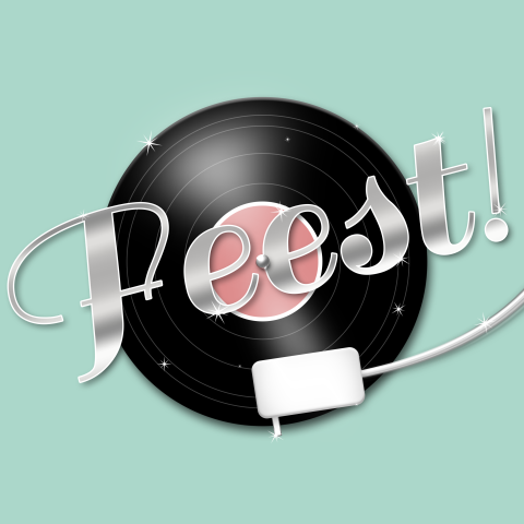 Uitnodiging themafeest 80s met een LP