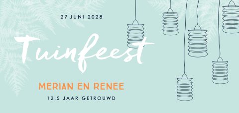 Uitnodiging tuinfeest jubileum lampionnen