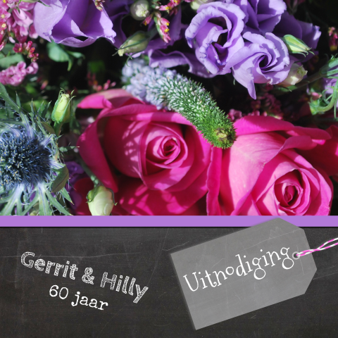 Uitnodiging feestje met foto bloemen
