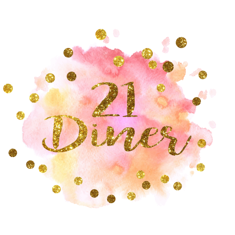 Feestelijke 21 diner uitnodigingskaart met gouden stippen