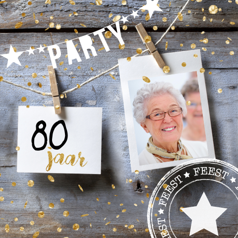 uitnodiging verjaardag 80 jaar slinger polaroid2
