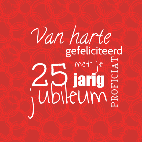 Rode felicitatiekaart voor een jubilaris