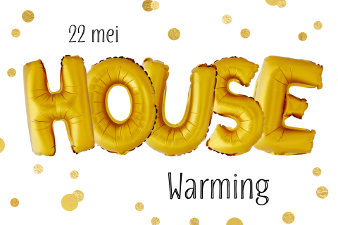 Uitnodiging housewarming met ballonnen