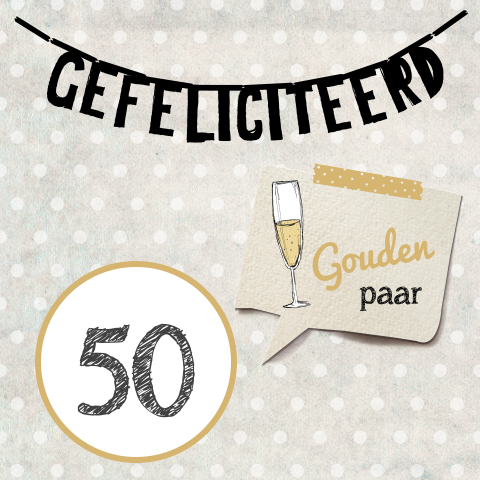 Stippen felicitatiekaart voor gouden bruidspaar