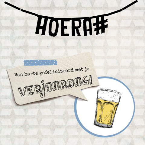 Stoere verjaardagskaart met bier voor een man
