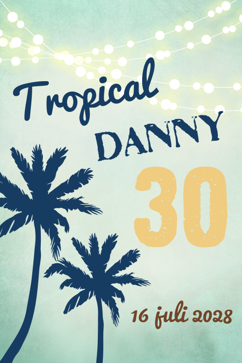 Tropical party uitnodiging met palmboom