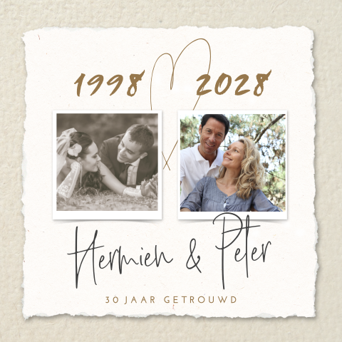 Uitnodiging 30 jaar getrouwd met foto in vintage look