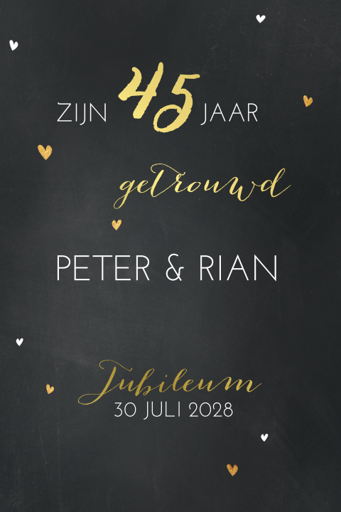 45 jaar getrouwd uitnodiging met veel hartjes
