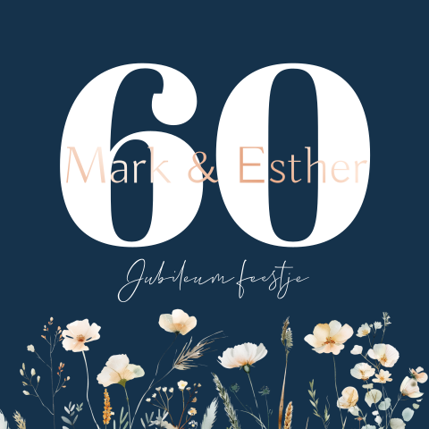 60 Jaar Jubileum Uitnodiging - bloemen