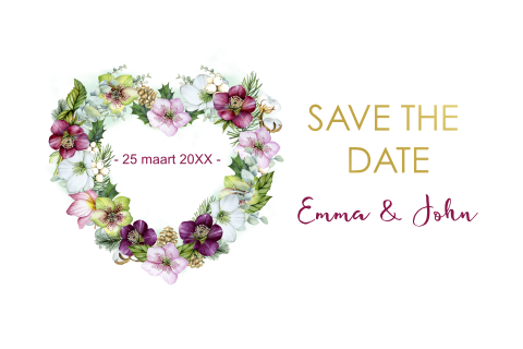 Save the date hart helleborusbloemen