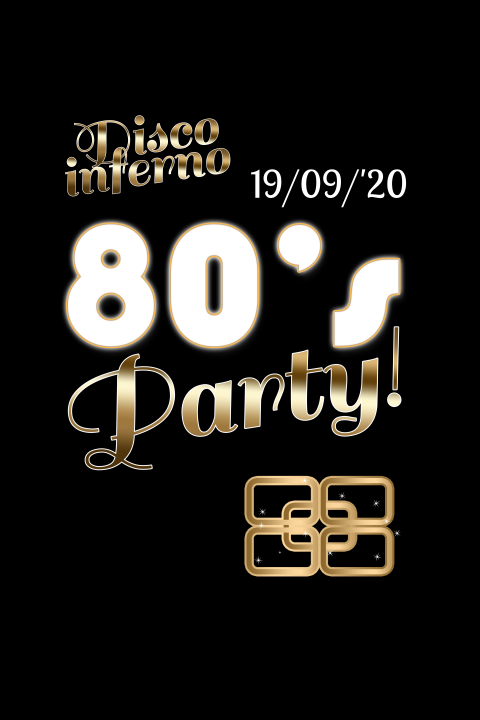 Uitnodiging voor een eighties party met goud letters