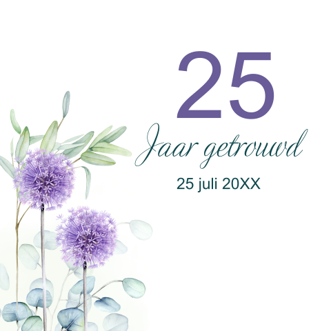 Huwelijksjubileum paarse alliumbloemen
