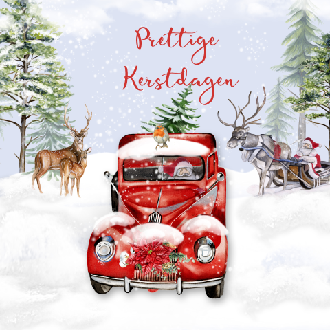 Kerst auto kerstman herten