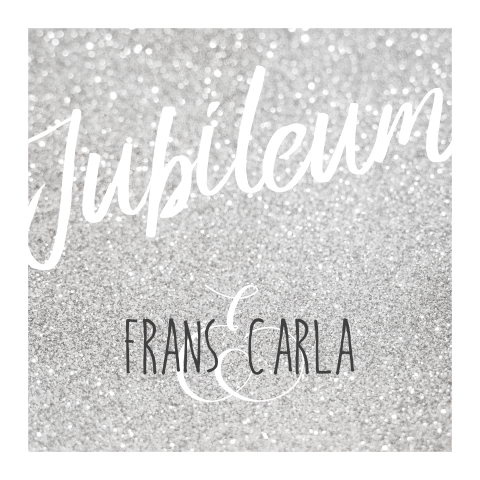 Uitnodiging 25 jaar getrouwd met zilver glitterachtergrond