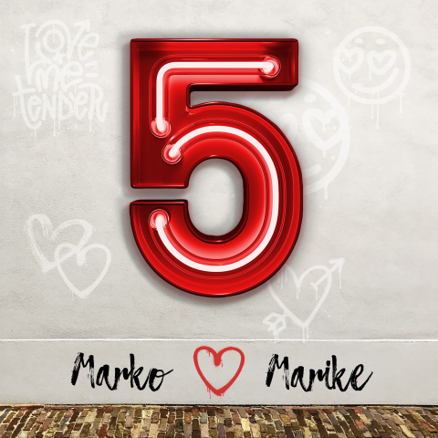 Huwelijksjubileum 5 jaar Getrouwd in Neon