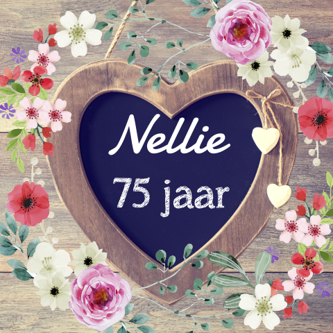 Uitnodiging verjaardag 75 jaat op hartje van krijtbord