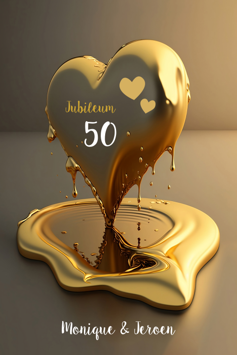 Jubileum GOUDEN HUWELIJK HART uitnodiging