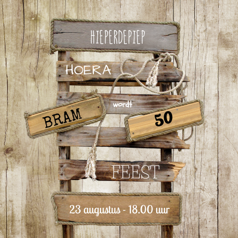 Hippe verjaardagskaart met veel soorten hout