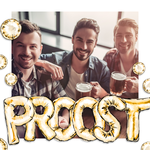 Fotokaart met lijst van ballonnen PROOST