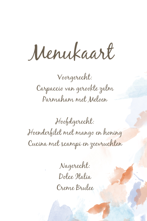 Mooie menukaart in waterverf herfsttinten