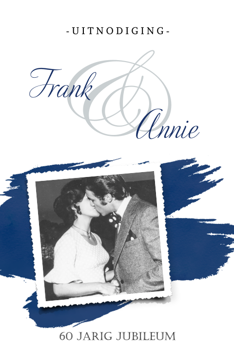 Blauwe watercolor uitnodiging voor een 60 jarig jubileum