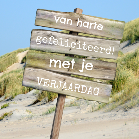 Verjaardagskaart met strandbord